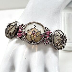 Lucky Brand, Silver Pink And White Bracelet, Butterflies